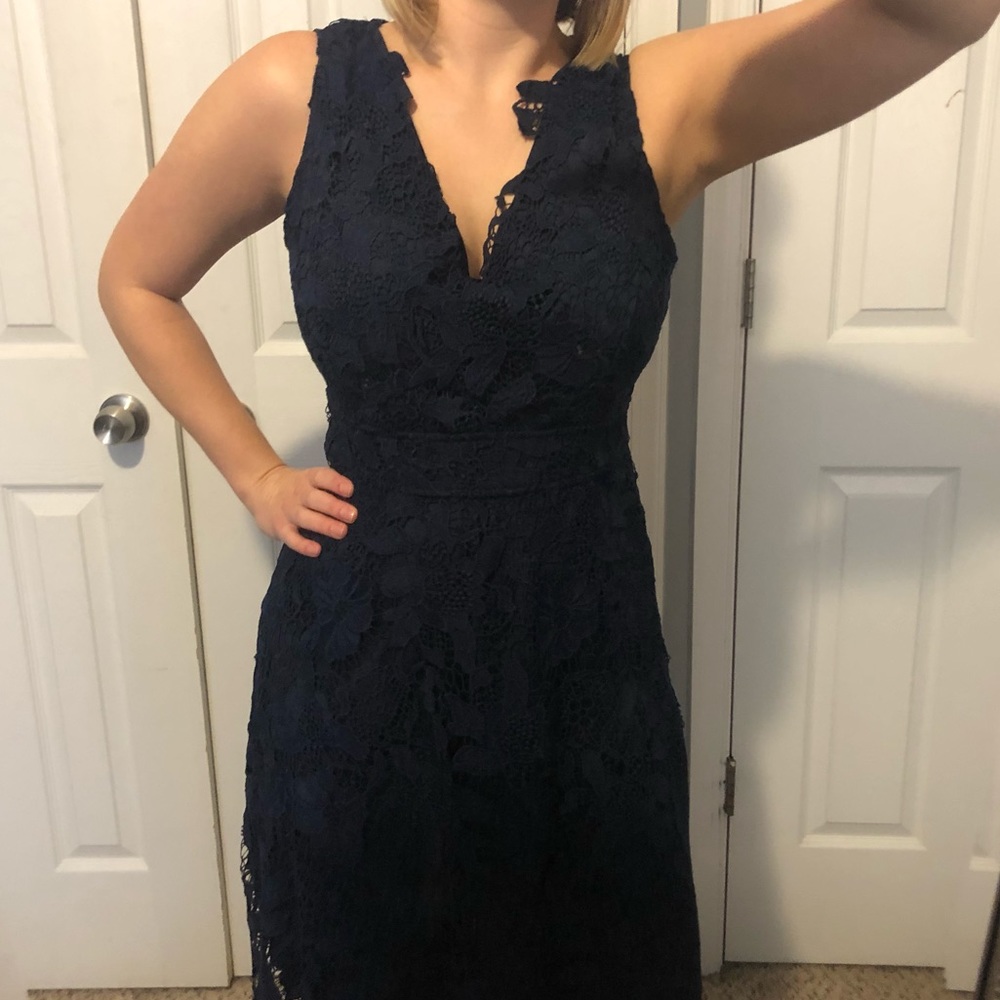 Navy blue crochet lace dress